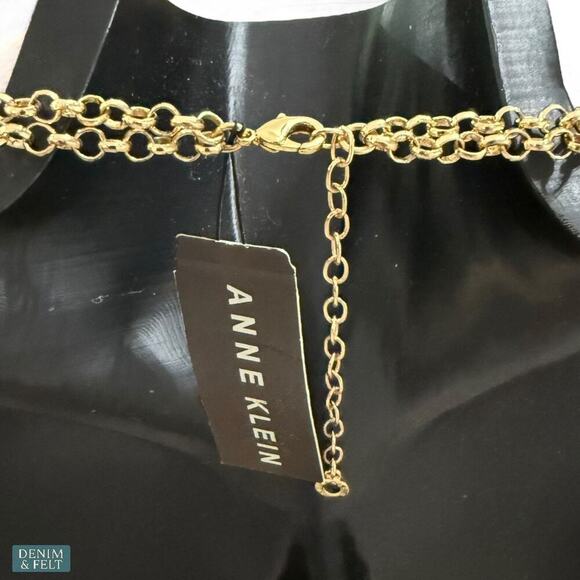 Anne Klein Gold-Tone Mixed Stone Layered Collar Necklace 16” + 3” Extender NEW - Picture 12 of 16